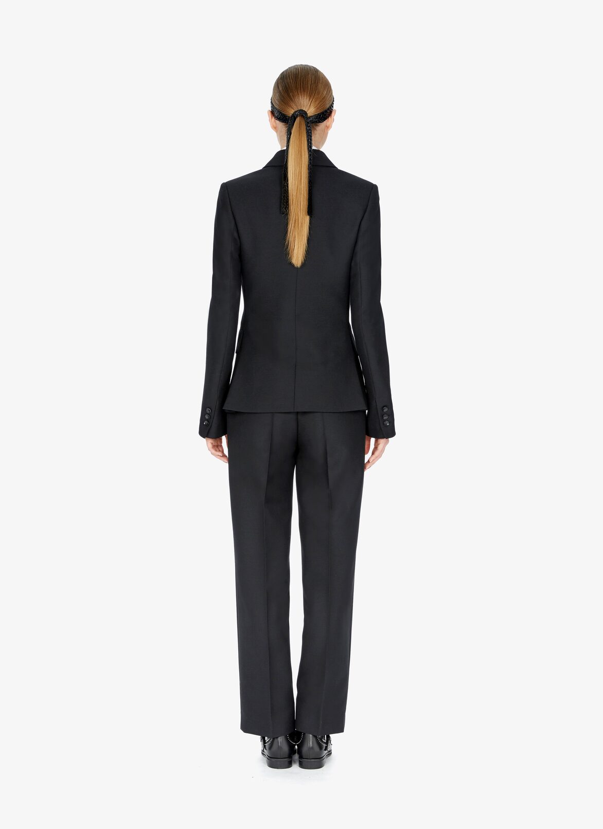 Wool-Blend Double-Breasted Blazer ALAÏA BLACK WOOL-BLEND DOUBLE-BREASTED BLAZER
